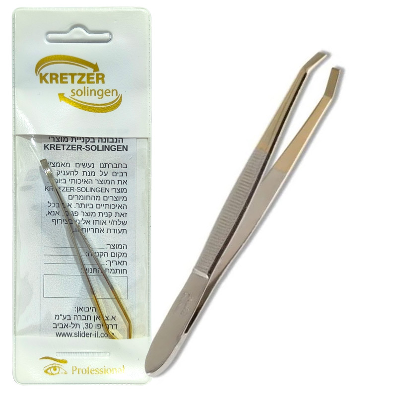 פינצטה KRETZER SOLINGEN זהב גרמנית - ראש רחב